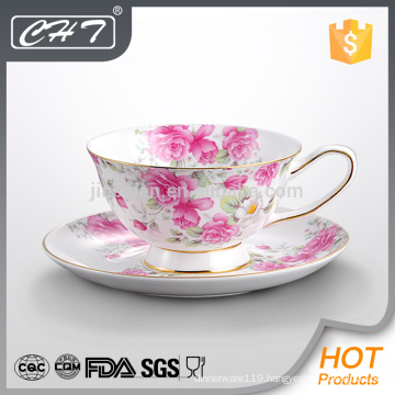 Special porcelain cup and saucer set with decal